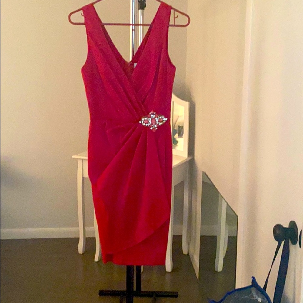 badgley Mischka Hot Pink Party Dress